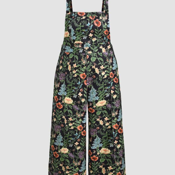 Lightweight Corduroy Floral Wide Leg Jumpsuit Overalls - Picture 1 of 8